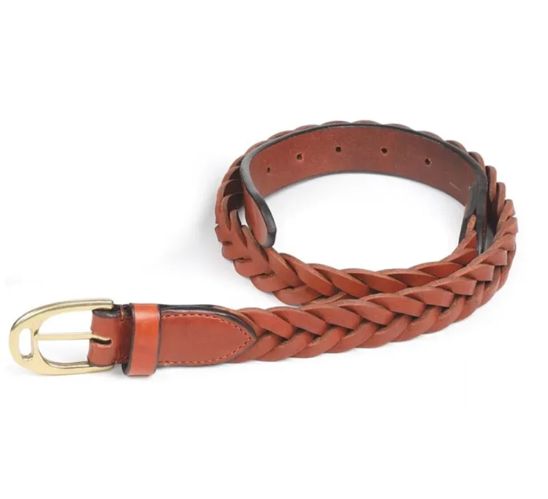 Shires Aubrion Plaited Leather Belt - Tan