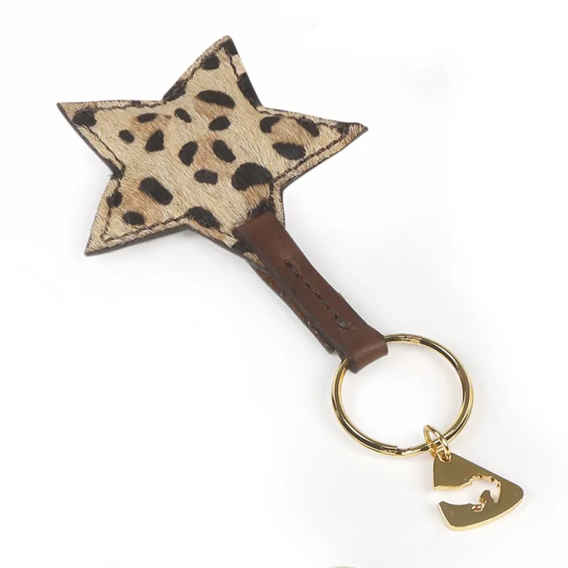 Shires Aubrion Cowhide Keyring - Leopard Print