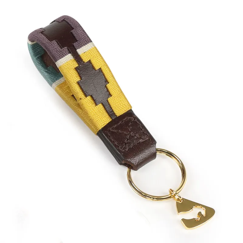 Shires Aubrion Polo Keyring - Yellow/Dark Green/Puprle