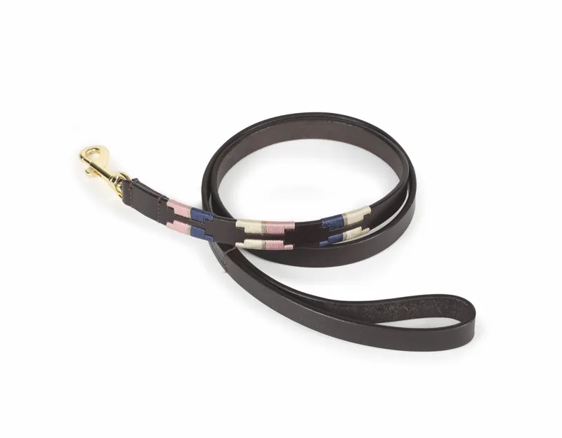Shires Digby and Fox Drover Polo Dog Lead - Natural/Pink/Navy