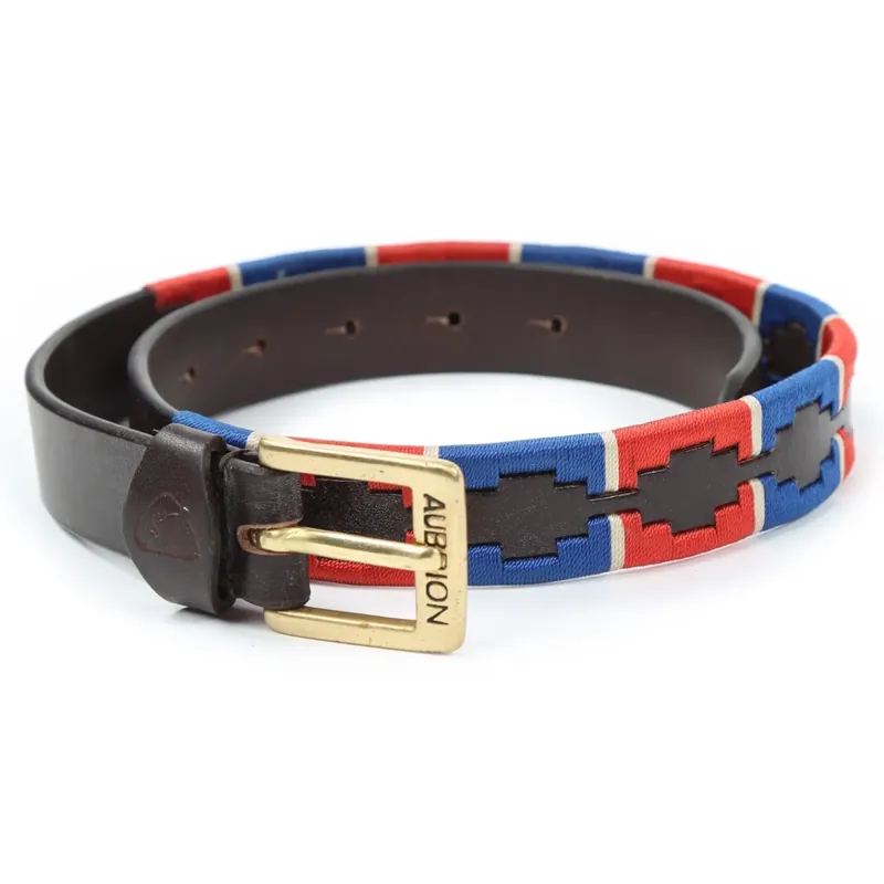 Shires Aubrion Drover Skinny Polo Belt - Navy/Red