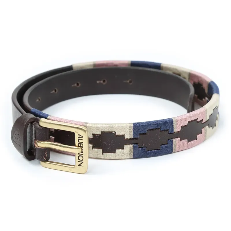 Shires Aubrion Drover Polo Belt - Navy/Pink/Natural 