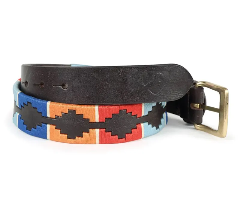 Shires Aubrion Drover Polo Belt - Turq/Red/Orange/Blue
