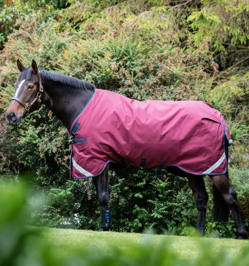 Horseware Rambo Original Lite 0g Turnout Rug with Leg Arches - Burgundy/Teal/Navy