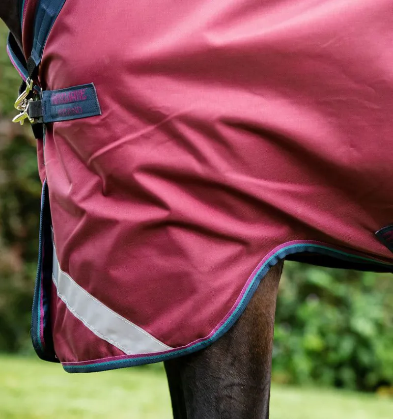 Horseware Rambo Original Lite 0g Turnout Rug with Leg Arches - Burgundy/Teal/Navy-3