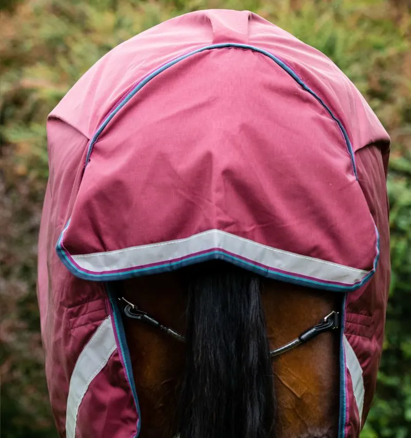 Horseware Rambo Original Lite 0g Turnout Rug with Leg Arches - Burgundy/Teal/Navy-4
