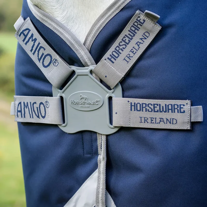 Horseware Amigo 1200D FieldSafe plus 100g Turnout Rug - Navy/Titanium Grey/Silver-4