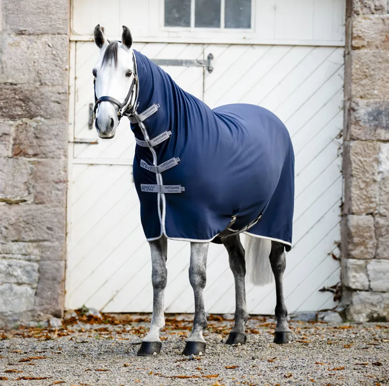 Horseware Amigo Jersey Integrated Cooler Rug - Navy/Titanium Grey/Silver