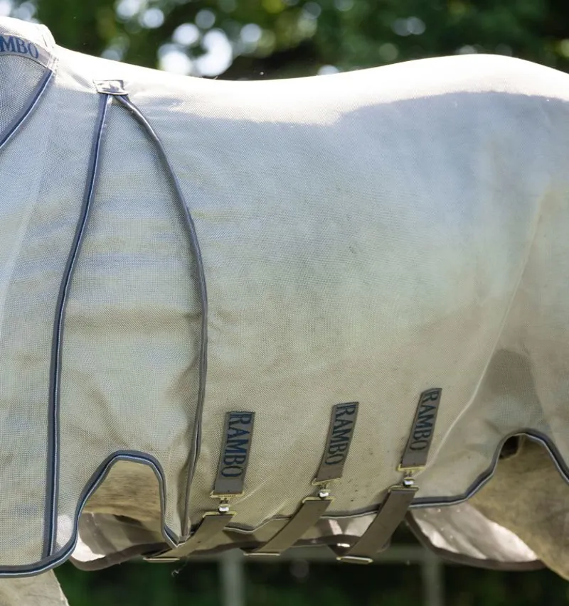 Horseware Rambo Optimo Protector Plus Fly Rug - Silver/Thunderstorm-2