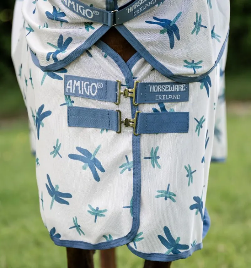 Horseware Amigo Bug Rug - Dragonfly Print/Silver/Blue/Sage-1