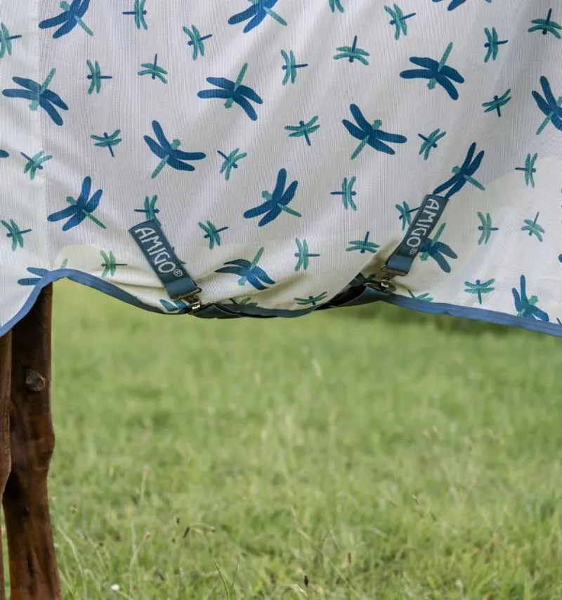 Horseware Amigo Bug Rug - Dragonfly Print/Silver/Blue/Sage-3