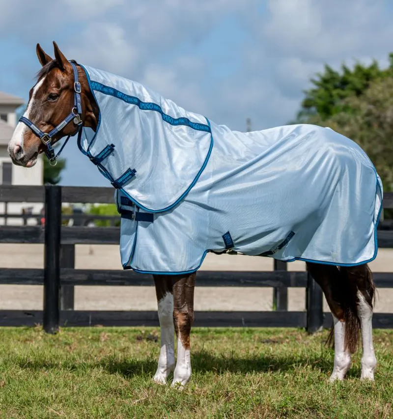 Horseware Amigo Bug Rug - Heather Blue/Blue/Silver-2