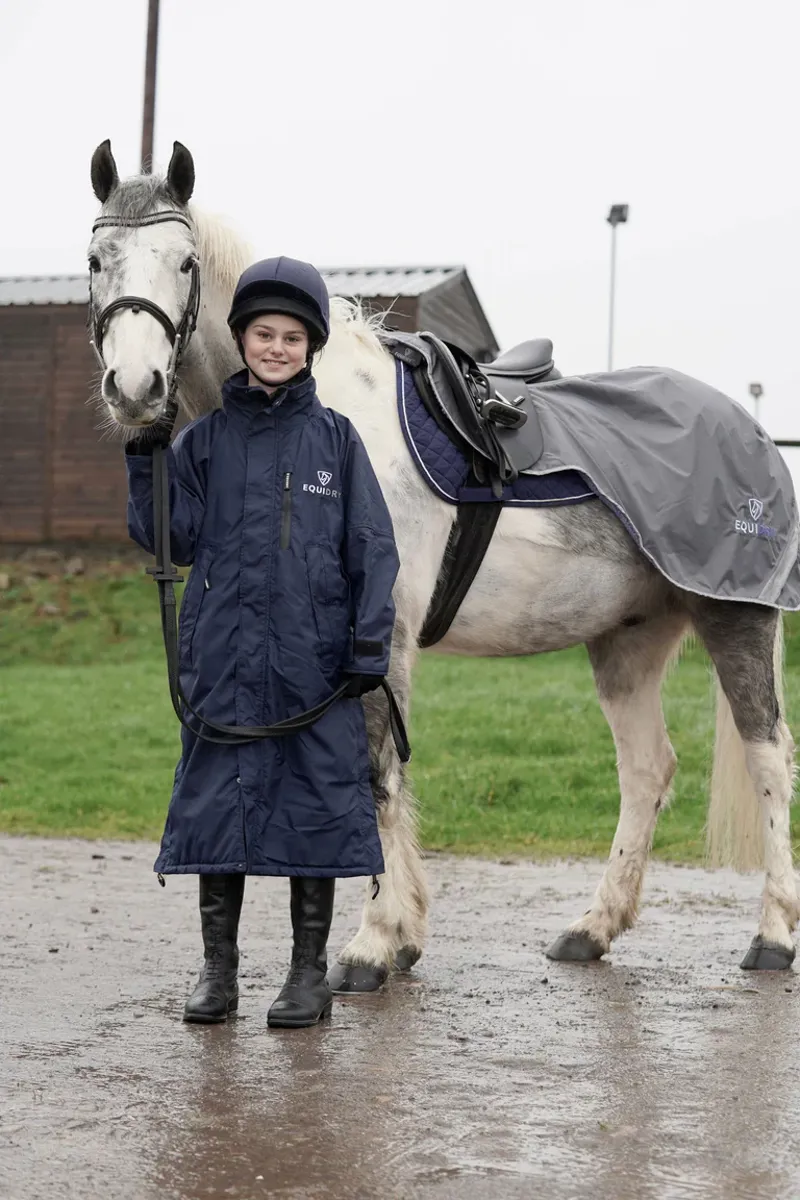 EQUIDRY All Rounder Childrens Evolution Lite Jacket Thin Fleece - Navy-1