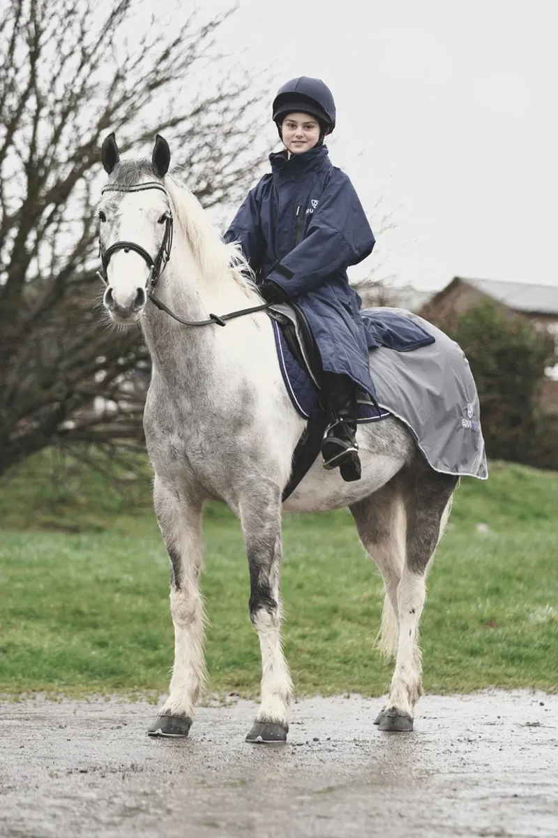 EQUIDRY All Rounder Childrens Evolution Lite Jacket Thin Fleece - Navy-3