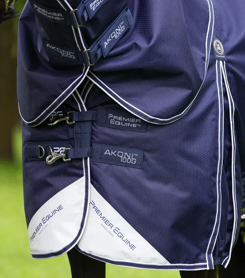 Premier Equine Akoni 100g Turnout Rug With Classic Neck Cover - Navy-5