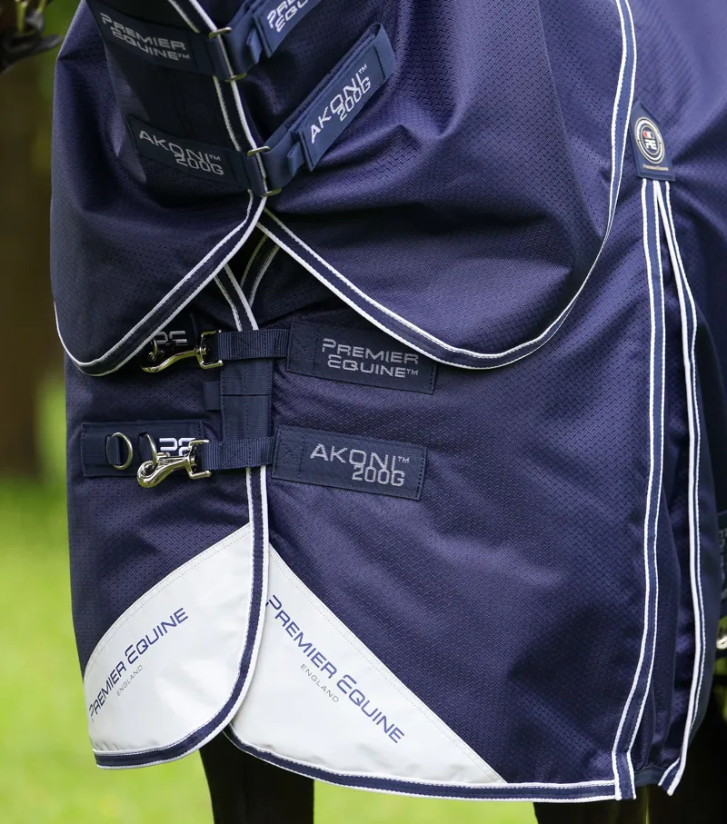 Premier Equine Akoni 200g Turnout Rug With Classic Neck Cover - Navy-2