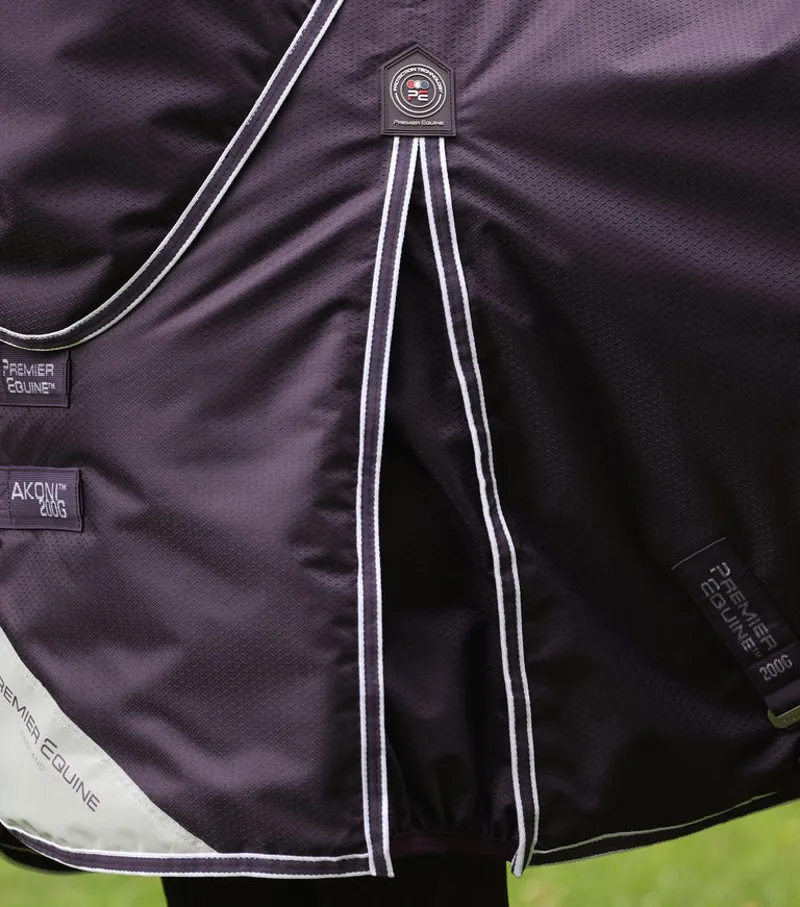 Premier Equine Akoni 200g Turnout Rug With Classic Neck Cover - Purple-2