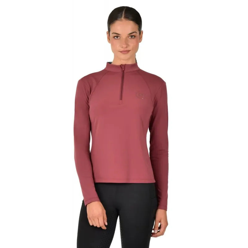 Dublin Brushed Long Sleeve Ladies Riding Top - Cabernet
