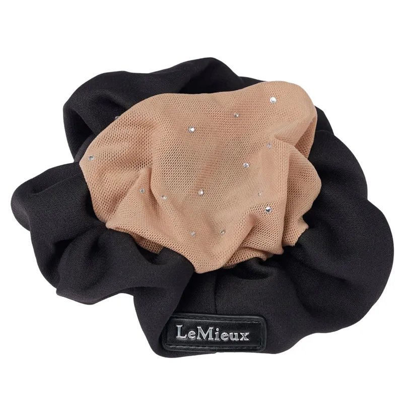 LeMieux Scrunchie with Crystal Hair Net Black/Blonde - Black/Blonde 