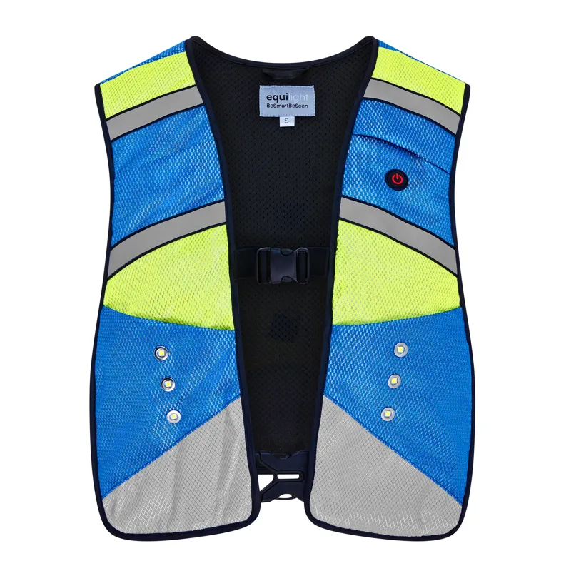 Equi Light Pro Hi-Viz LED Adults Rider Vest - Blue/Yellow-1