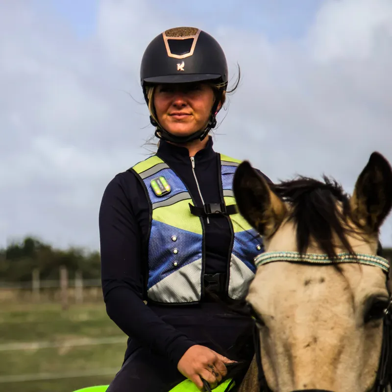 Equi Light Pro Hi-Viz LED Adults Rider Vest - Blue/Yellow-3