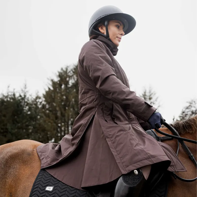 EQUIDRY BRONTE Ladies Fitted Waterproof Jacket With Removable Hood - Brown-2