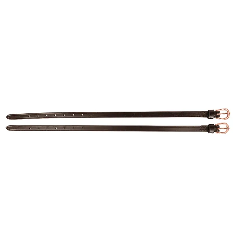Hy Equestrian Diamante Spur Straps - Brown/Rose Gold