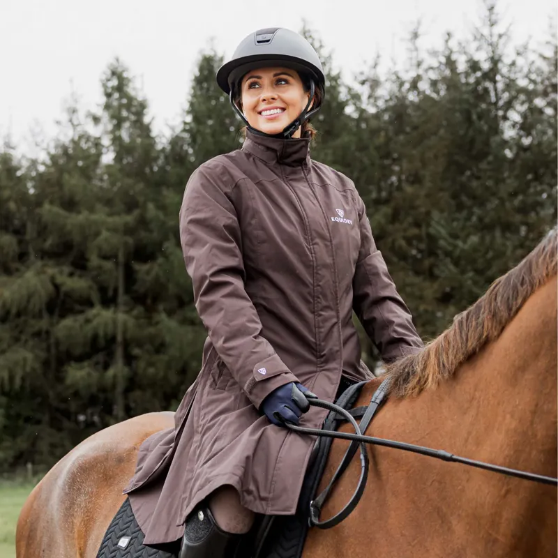 EQUIDRY BRONTE Ladies Fitted Waterproof Jacket With Removable Hood - Brown-1
