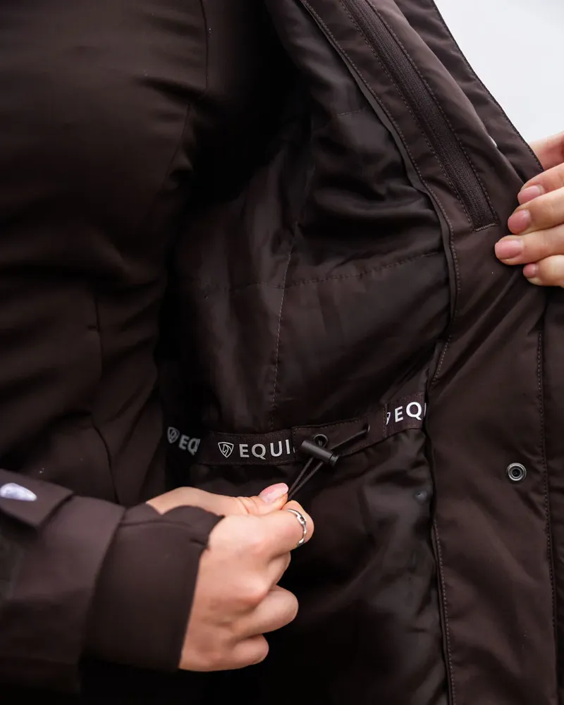 EQUIDRY BRONTE Ladies Fitted Waterproof Jacket With Removable Hood - Brown-6