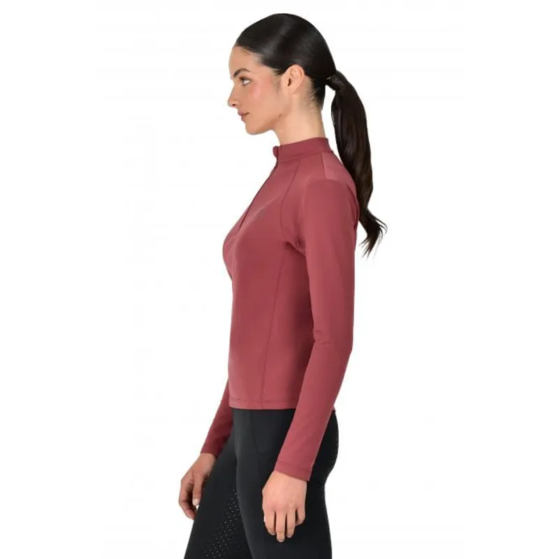 Dublin Brushed Long Sleeve Ladies Riding Top - Cabernet-2