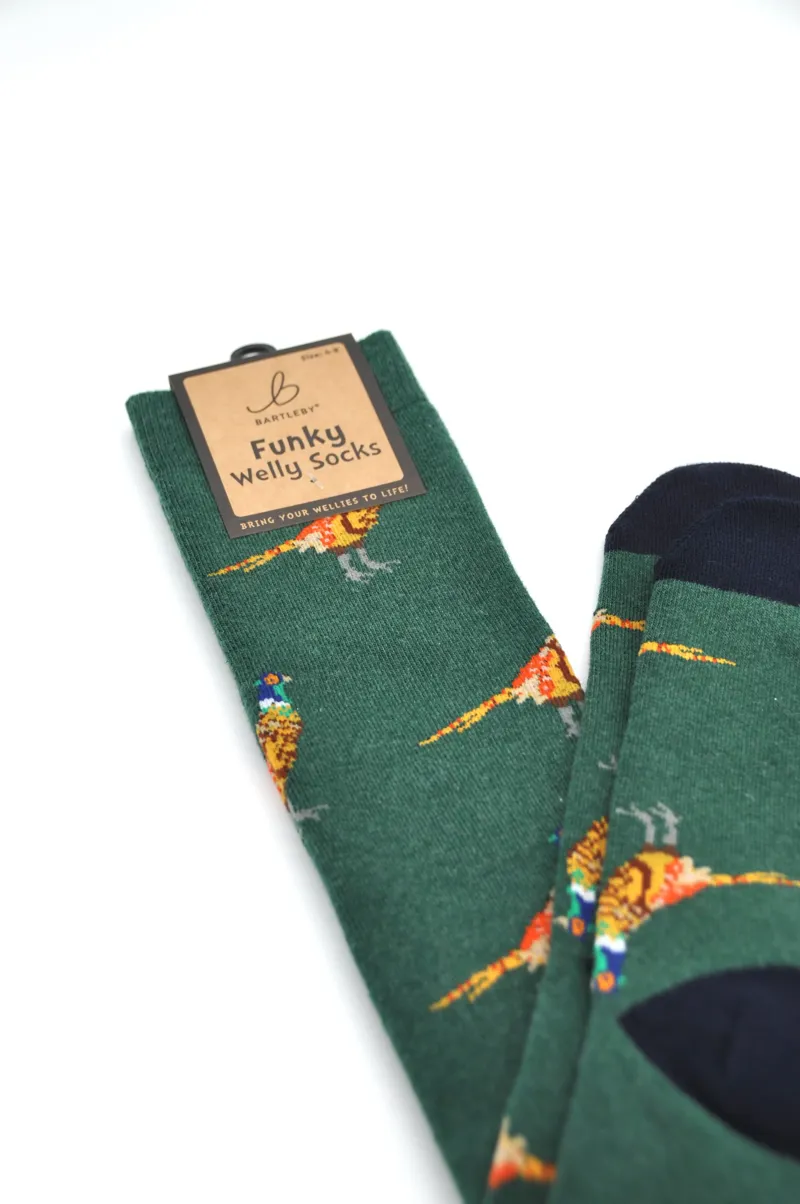 Bartleby Ladies Funky Welly Socks - Country Pheasant-4