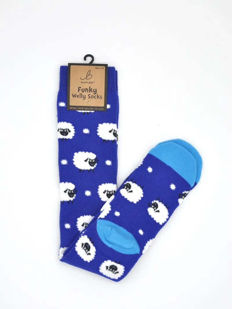 Bartleby Ladies Funky Welly Socks - Cute Sheep
