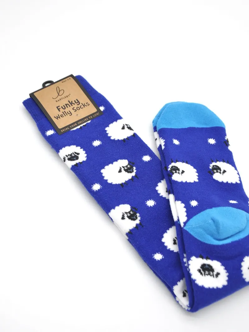 Bartleby Ladies Funky Welly Socks - Cute Sheep-2