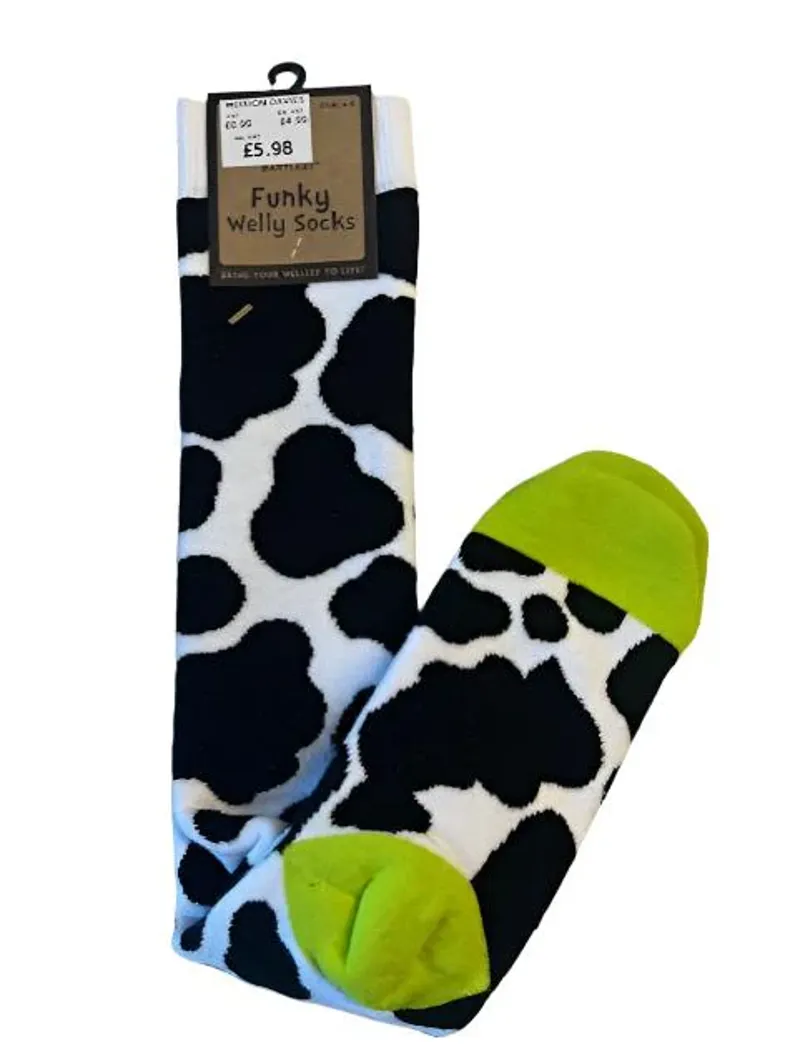 Bartleby Ladies Funky Welly Socks - Cow Patch