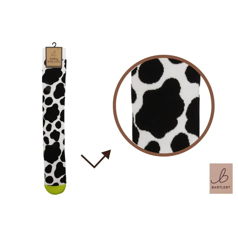 Bartleby Ladies Funky Welly Socks - Cow Patch-1
