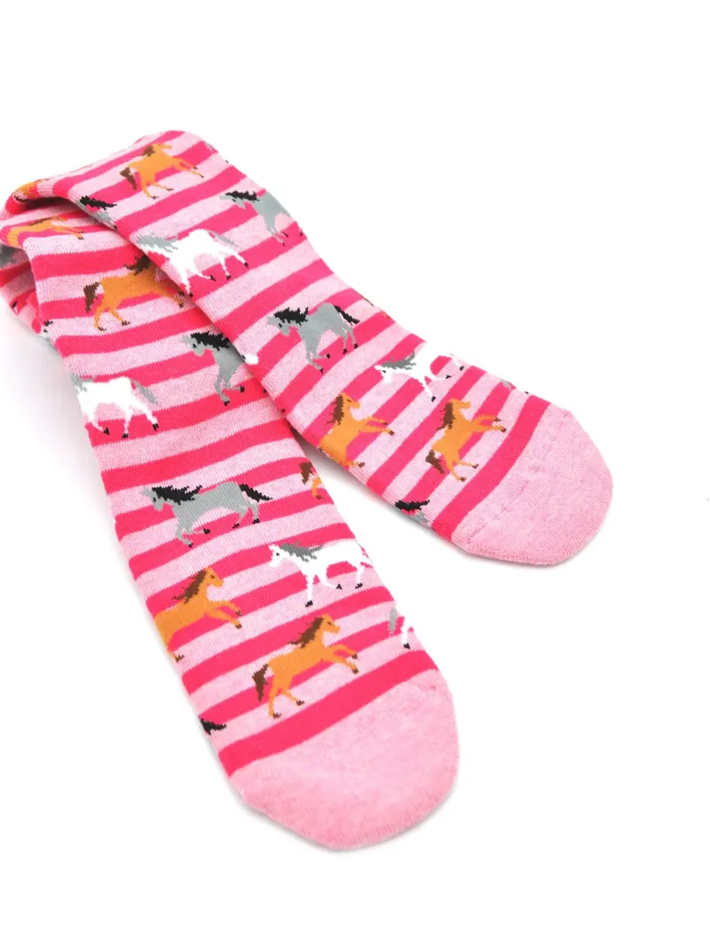 Bartleby Ladies Funky Welly Socks - Galloping Horses-3