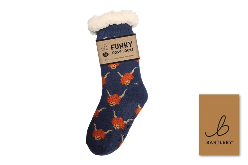 Bartleby Ladies Funky Sherpa Socks - Highland Cow-1
