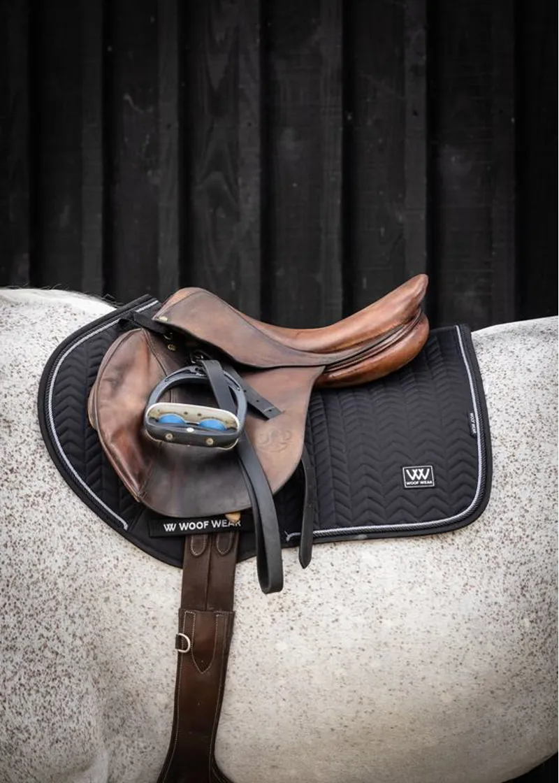 Woof Wear Herringbone Close Contact Saddle Pad - Black-1