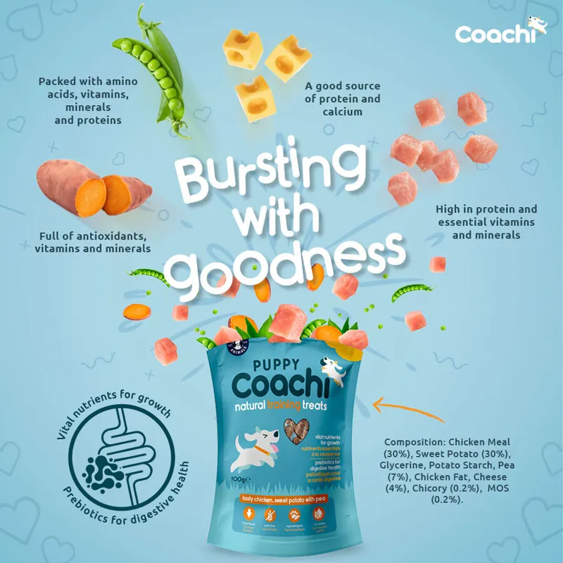 Coachi Puppy Natural Training Treats - Chicken Sweet Potato and Pea 100g-1