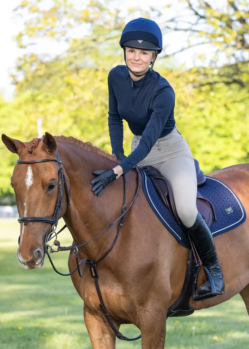 Woof Wear Herringbone Close Contact Saddle Pad - Navy-1