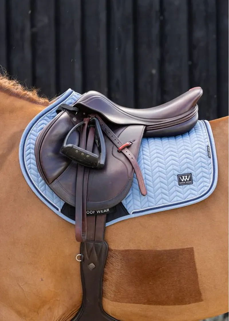 Woof Wear Herringbone Close Contact Saddle Pad - Steel Blue-1