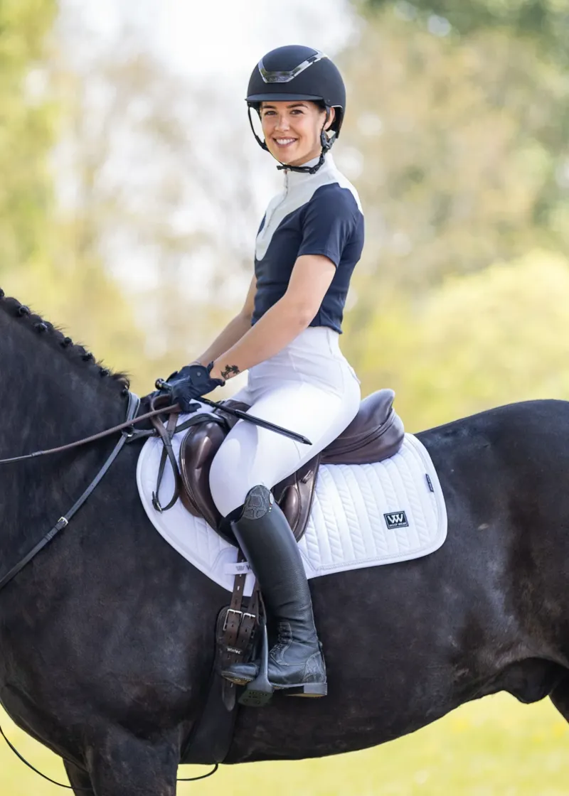 Woof Wear Herringbone Close Contact Saddle Pad - White-1