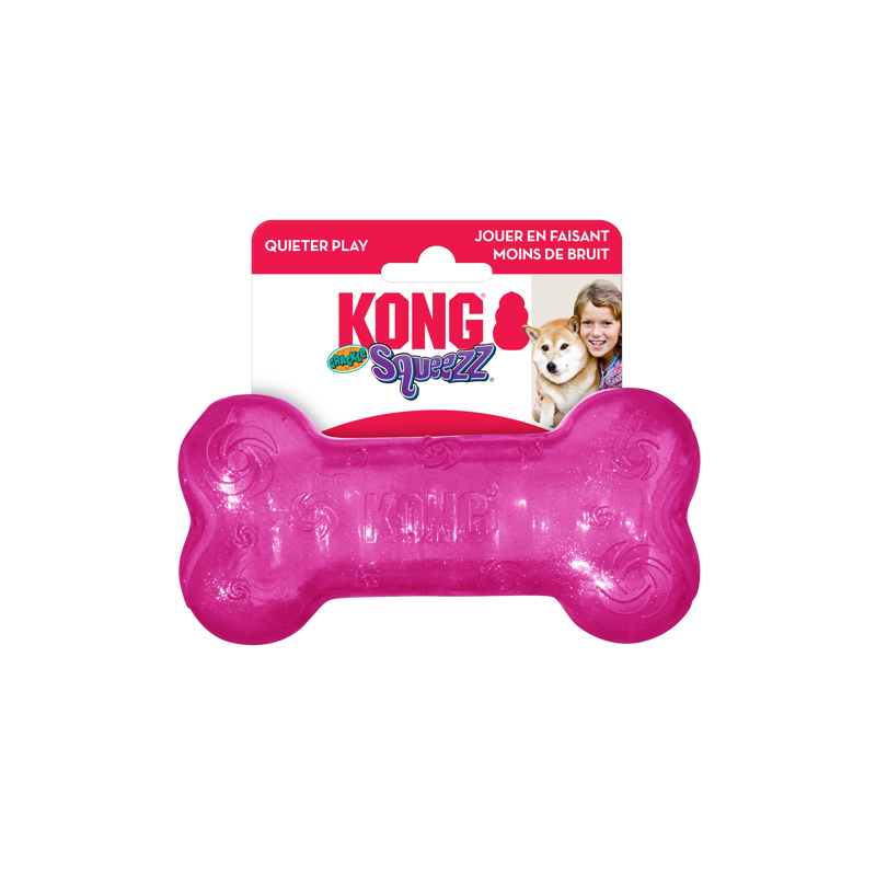 KONG Squeezz Crackle Bone Dog Toy - Assorted Colours-1