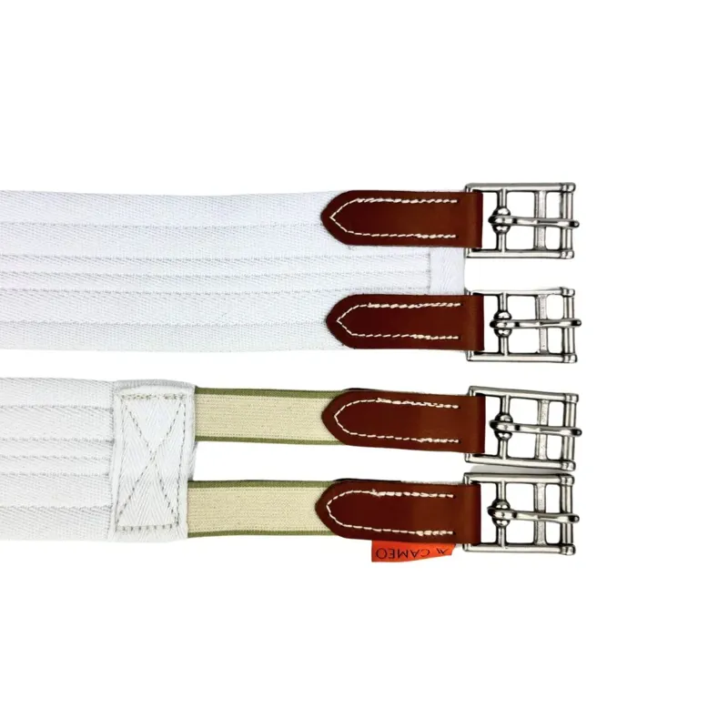 Cameo Cushion Girth - Elastic One End - White-1