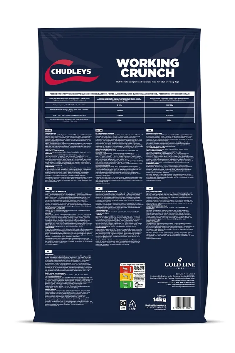 Chudleys Working Crunch Adult Working Dog Food - 14kg-1