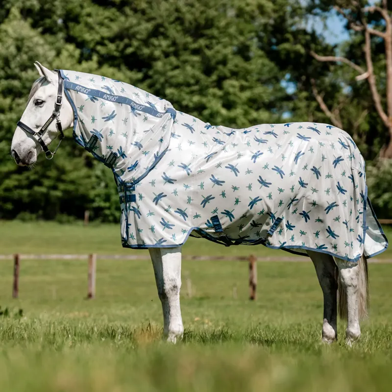 Horseware Amigo Integrated Fly Sheet Rug - Dragonfly Print/Silver Blue