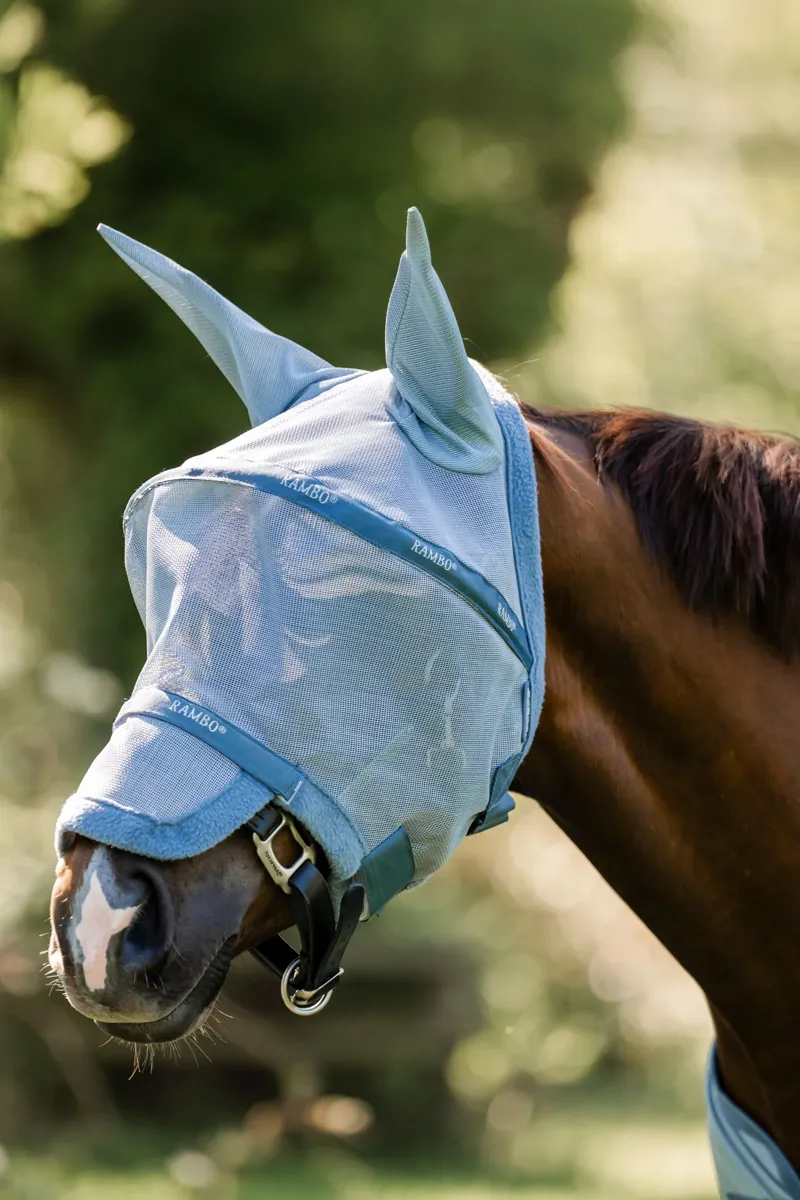 Horseware Rambo Fly Mask - Heather Blue/Silver