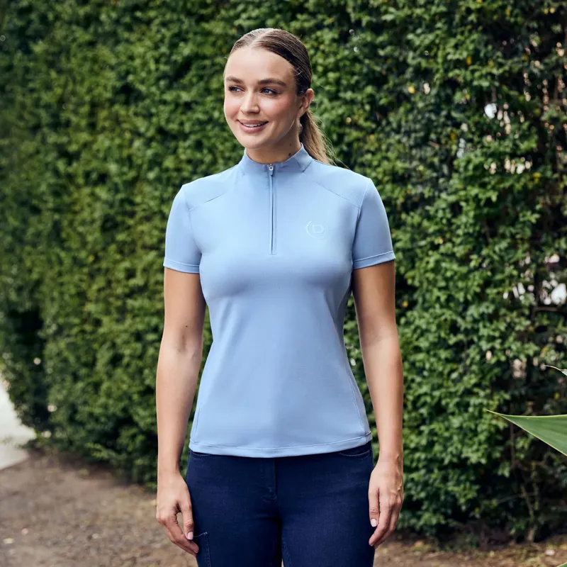 Dublin 1/4 Zip Breathable Short Sleeve Ladies Top - Blue Fog-6