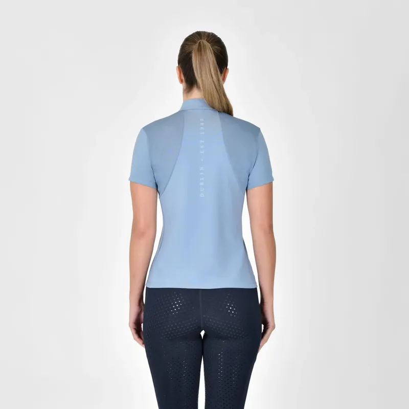 Dublin 1/4 Zip Breathable Short Sleeve Ladies Top - Blue Fog-2