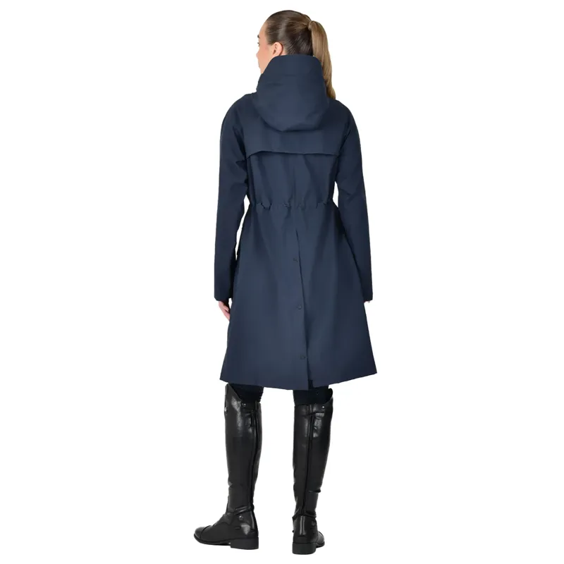 Dublin Wet Weather Ladies Long Jacket - Navy-2